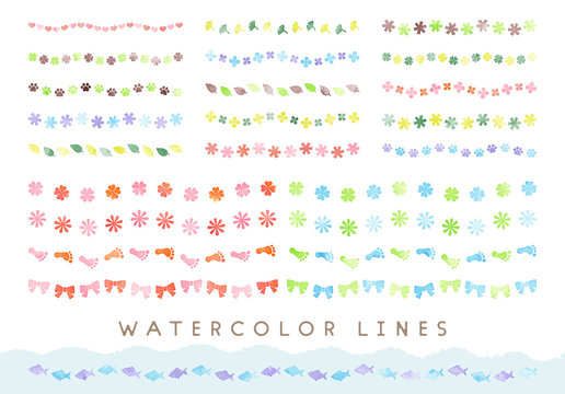 watercolor vector colorful line decorations