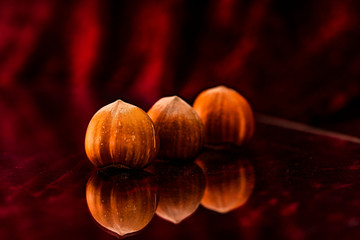 Three hazelnuts