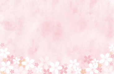 水彩背景と桜のイラスト：ピンク