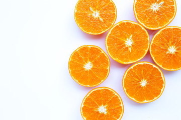 Juicy orange fruit isolated on white background.