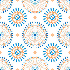 Vector seamless pattern with African ornaments. Authentic background.