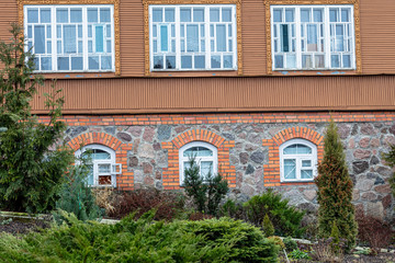 Naklejka premium Beautiful windows in an Orthodox monastery
