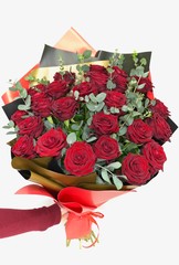 Beautiful red rose bouqet. Flower composition for valentines day isolated