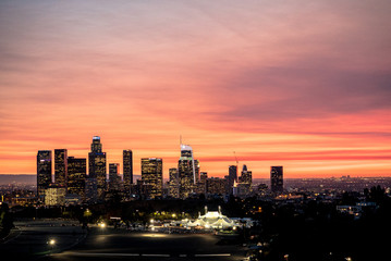 Fototapeta na wymiar Downtown los angeles sunset