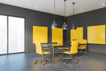 Yellow and gray loft meeting room corner