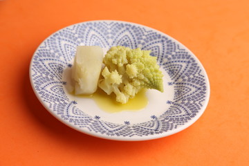 romanesco vegetable dish in color background