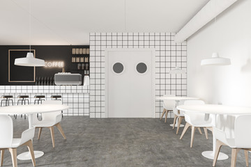 White and black modern diner interior