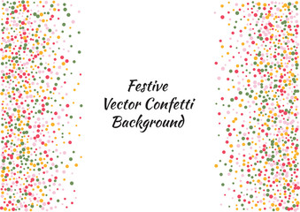 Festive color round confetti background. Abstract frame confetti texture for holiday, postcard, poster, website, carnivals, birthday and children's parties. Cover confetti mock-up. Wedding card layout