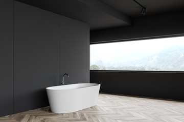 Fototapeta na wymiar Loft dark gray bathroom corner with tub