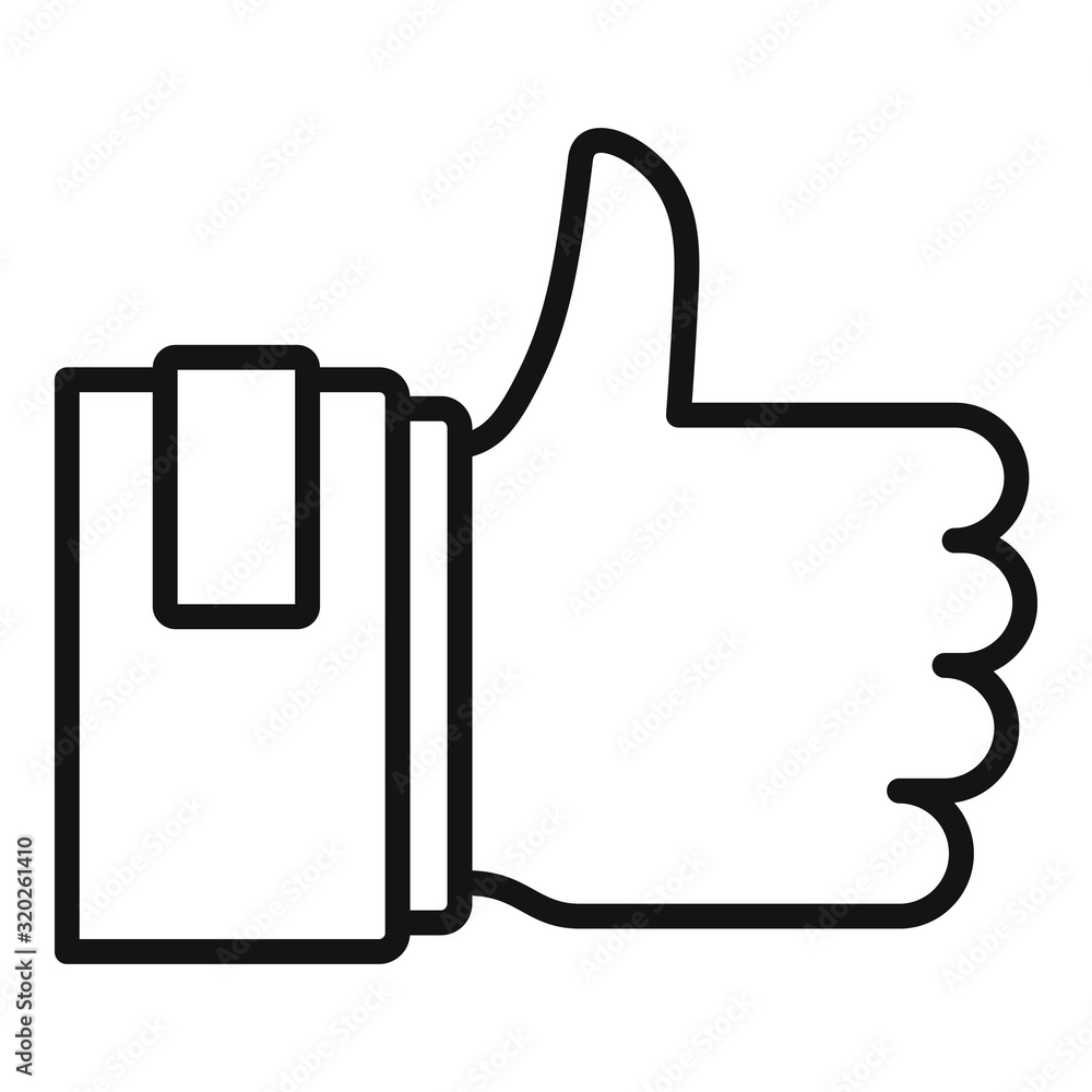 Poster thumb up icon. outline thumb up vector icon for web design isolated on white background