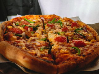 Closeup shot of the pizza