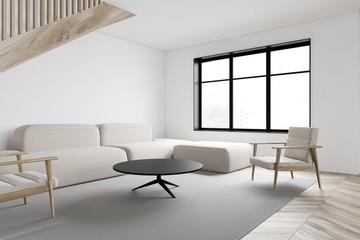 White living room corner with sofa and window