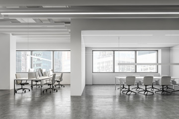 White open space office and meeting room