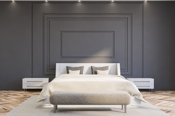 Luxury gray master bedroom interior