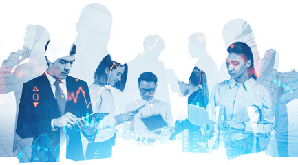 Technology and communication in business. Team