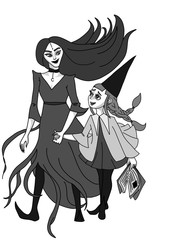 Witch mom and daughter