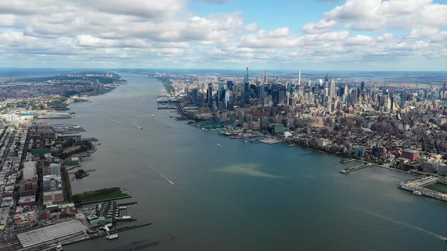 Aerial footage of New York Manhattan & New Jersey, USA