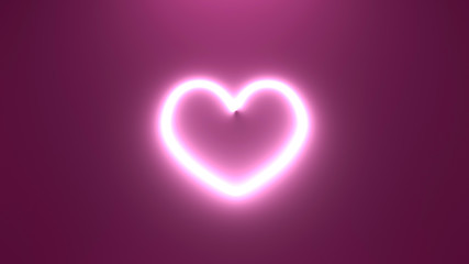 neon heart shape on the wall 3D