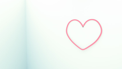 neon heart shape on the wall 3D