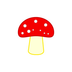 vector icon, red amanita mushroom