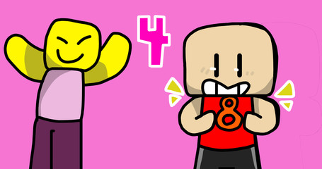 Joy of a child who is four years old and grief on his face from eight years on his birthday