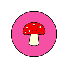 vector icon, red amanita mushroom