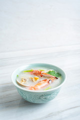 Chinese Chaoshan casserole porridge, a bowl of shrimp and crab porridge
