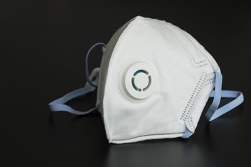 The N95 mask,placed on black background view