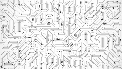Circuit board texture for banner or poster. Abstract technology background. Electronic motherboard connection and lines. Vector illustration
