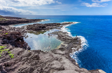 Fototapeta premium sea and rocks, Cap La Houssaye, Reunion island 