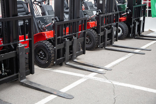 A lot of forklift truck, detail view