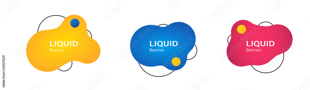 Poster set of amoeba shapes. abstract liquid elements.
