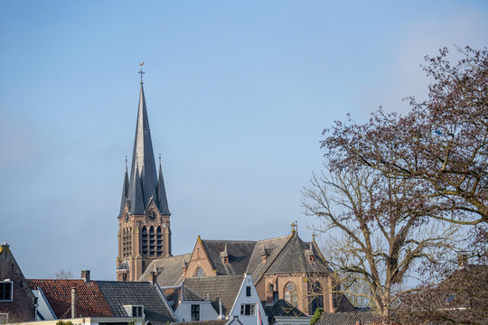 The steeple of the old church in Breukelen, the Netherlands.
