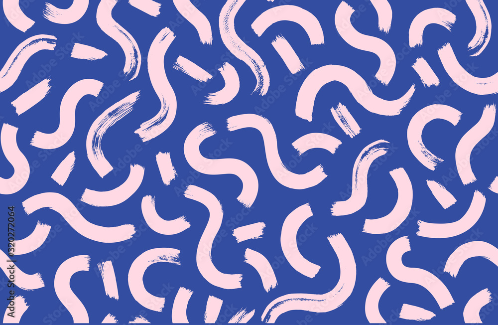 Wall mural vector hipster seamless pattern with brush stroke elements. stylish abstract background.