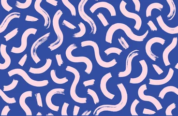Gordijnen Vector hipster naadloze patroon met penseelstreek elementen. Stijlvolle abstracte achtergrond. © Oleksandra