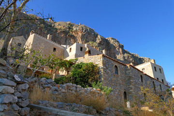 Fototapeta na wymiar Panoramic view of the city inside the mythical castle of Monemvasia