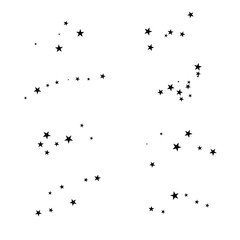 Fireworks star is a random source of flow. Set of shooting star. Stars on a white background.