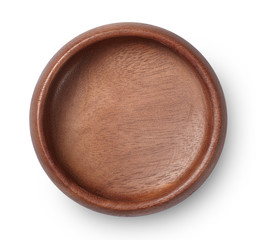 Wooden plate isolated on white background. Top view.