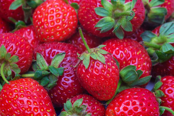 Strawberry berries close up. Visible structure and small details.
