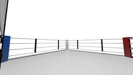 3D render Boxing ring on white background.