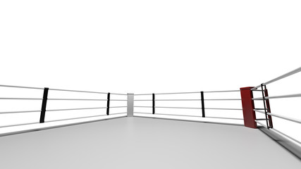 3D render Boxing ring on white background.