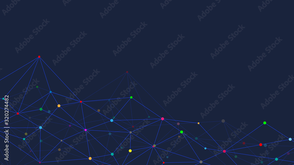 Fototapete abstract technology background with connecting dots and lines. digital technology of global network 