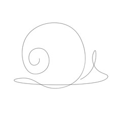 Snail line drawing on white background vector illustration	