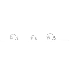 Snails family line drawing vector illustration	