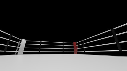 3D render Boxing ring on black background.