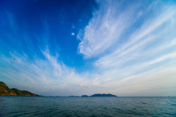 View of beautiful tropical beach with palms.