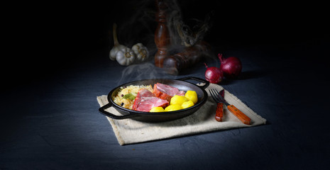 boiled sauerkraut and delicious saddle of pork