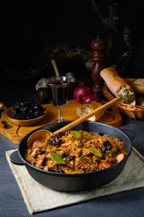 A real Polish 'Bigos,'after an old recipe with dried plums and wine.