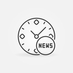 Clock with News sign vector concept icon or symbol in thin line style