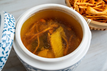 Chinese Health and Tonic Soup Cordyceps Flower Stewed Chicken Soup